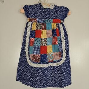 Vintage Youngland 70s Calico Patchwork Apron Dress 2T Pinafore Cottagecore‎